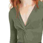 Bar III Women's Long Sleeve V Neck Body Suit Green Size X-Small