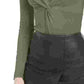 Bar III Women's Long Sleeve V Neck Body Suit Green Size X-Small