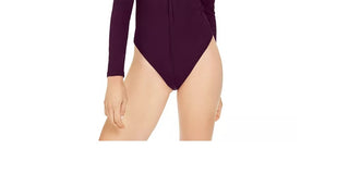 Bar III Women's Burgundy Long Sleeve V Neck Body Suit Top Red Size Large