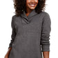 Karen Scott Women's Sport Shawl-Collar Fleece Pullover Charcoal Size Extra Small