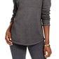 Karen Scott Women's Sport Shawl-Collar Fleece Pullover Charcoal Size Extra Small