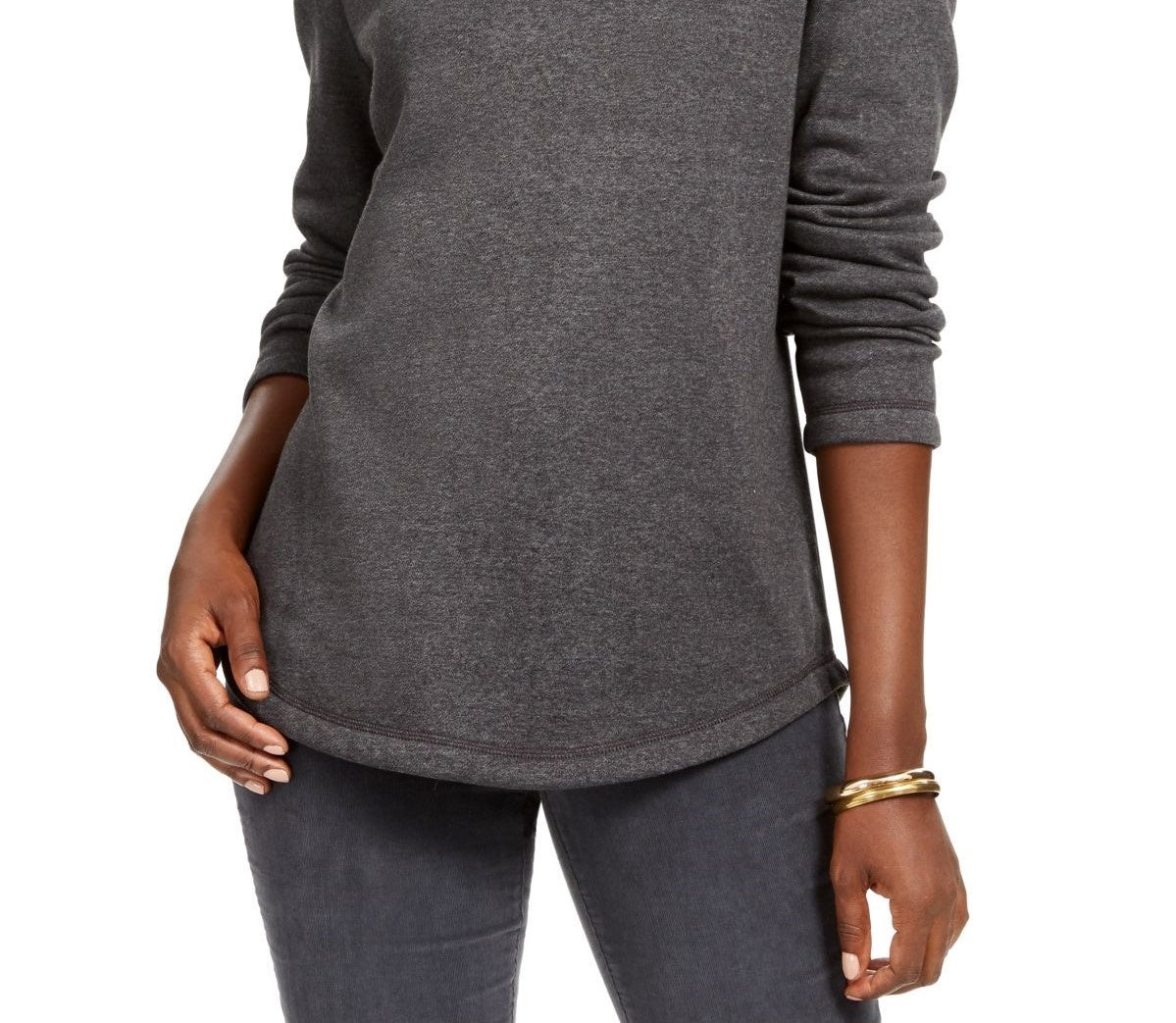 Karen Scott Women's Sport Shawl-Collar Fleece Pullover Charcoal Size Extra Small