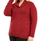 Karen Scott Women's Shawl-Collar Sweatshirt Bright Red Size Petite Small