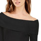 INC International Concepts Women's Off-The-Shoulder Ribbed Sweater Black Size Medium