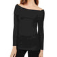 INC International Concepts Women's Off The Shoulder Ribbed Sweater Black Size X-Small