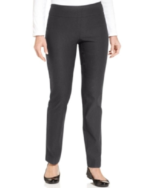 Charter Club Women's Petite Cambridge Tummy-Control Slim-Leg Pants Gray Size 16X3