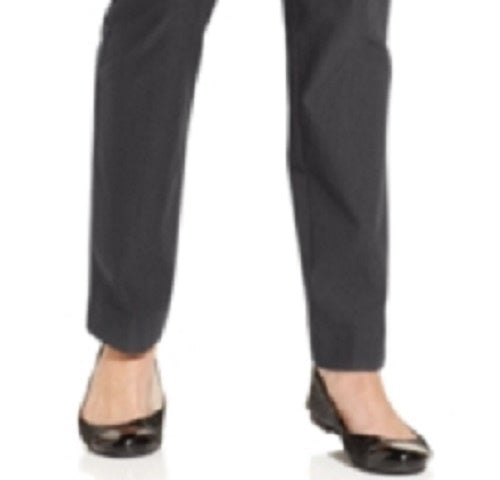 Charter Club Women's Petite Cambridge Tummy-Control Slim-Leg Pants Gray Size 16X3