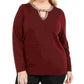 INC International Concepts Women's Plus Size Keyhole Sweater Red Size 0X