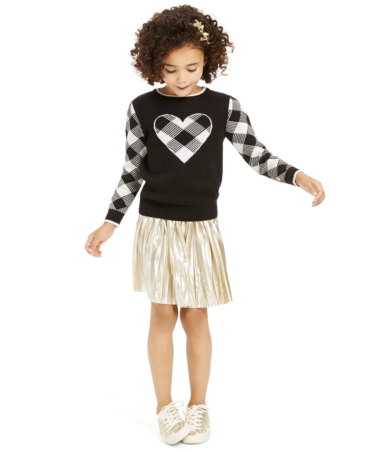 Charter Club Little Girls Buffalo Check Family Sweater Natural Size 6