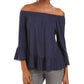 Style & Co Women's Off The Shoulder Bell Sleeve Top Blue Size X-Large