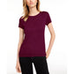 Maison Jules Women's Tie-Back Solid T-Shirt Red Size Medium