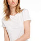 Maison Jules Women's Tie-Back Solid T-Shirt White Size Medium