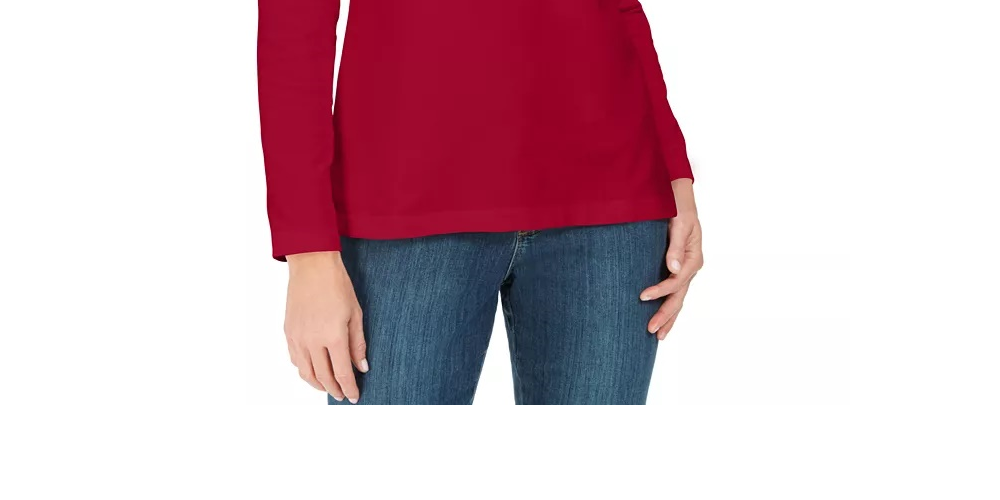 Karen Scott Women's Lace Up French Terry Sweatshirt Red Size XX-Large