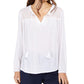 Charter Club Women's Tassel Tie Eyelet Linen Top White Size Medium
