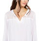 Charter Club Women's Tassel Tie Eyelet Linen Top White Size Medium
