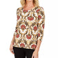 JM Collection Women's Printed Jacquard Top Black Size Small