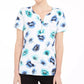 Karen Scott Women's Printed Henley Top White Size Medium