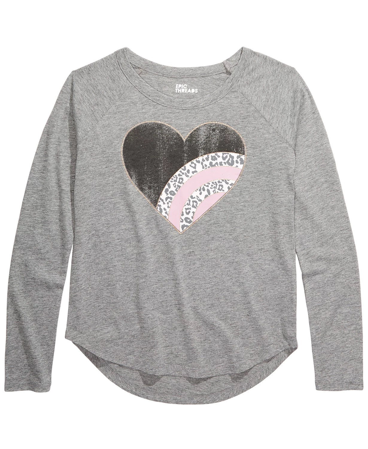 Epic Threads Big Girls Leopard Heart T-Shirt Gray Size Extra Large