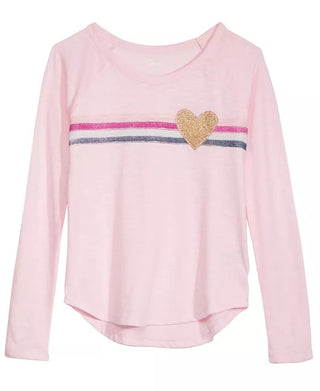 Epic Threads Big Girls Striped Heart T-Shirt Pink Size Large