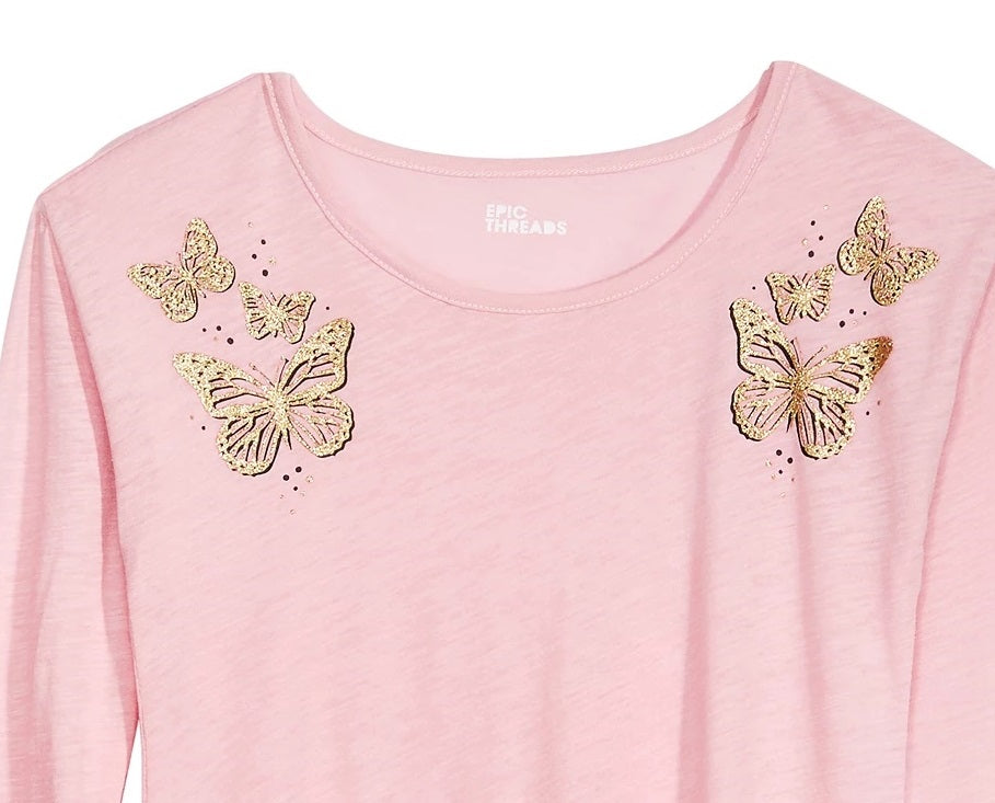 Epic Threads Big Girls Butterfly T-Shirt Pink Size Medium