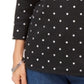Karen Scott Women's Emily Printed Boat-Neck Top Black Size Medium