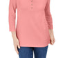 Karen Scott Women's 3/4-Sleeve Henley Shirt Pink Size Large