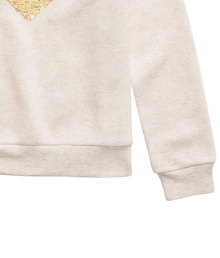 Epic Threads Big Girls Sequined Heart Sweatshirt White Size Medium