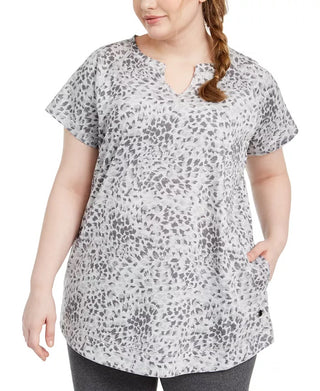 Ideology Women's Printed Tunic Grey Size 2X