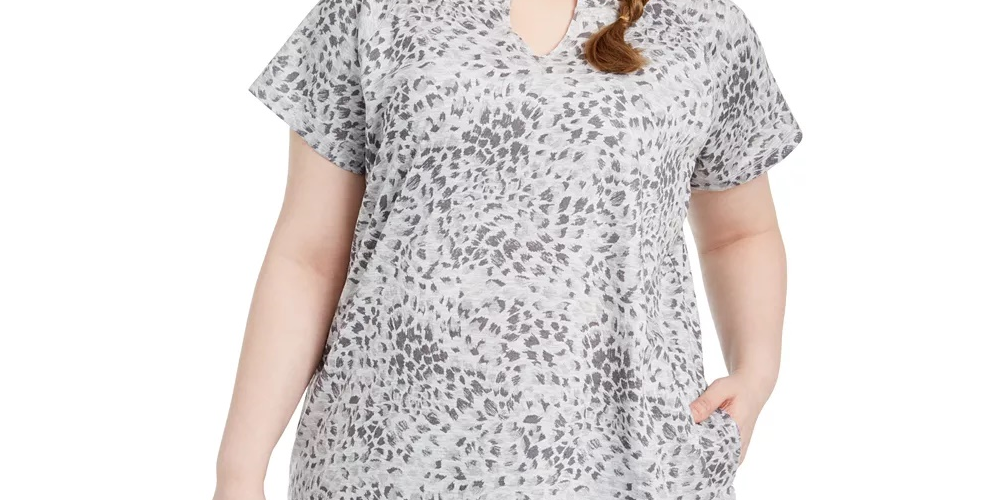 Ideology Women's Printed Tunic Grey Size 2X