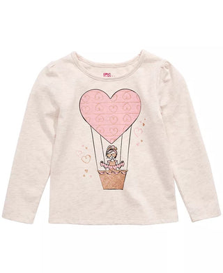 Epic Threads Little Girl's Heart Air Balloon Long Sleeve T-Shirt  White Size 6