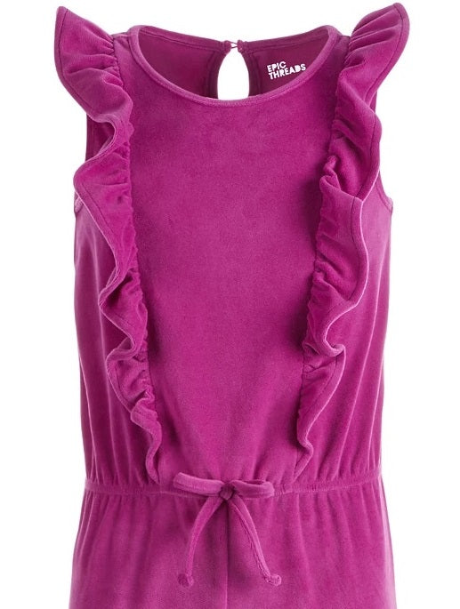 Epic Threads Big Girls Ruffled Velour Jumpsuit Purple Size Large