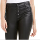 Bar III Women's Coated Button Fly Skinny Pants Black Size 0