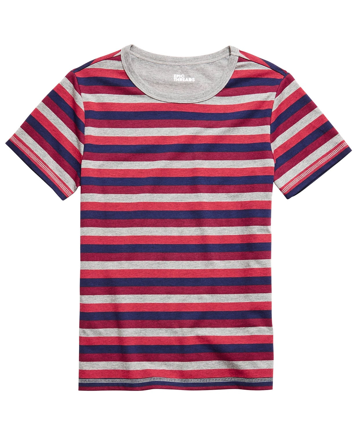 Epic Threads Big Boys Multi-Stripe T-Shirt Gray Size Large