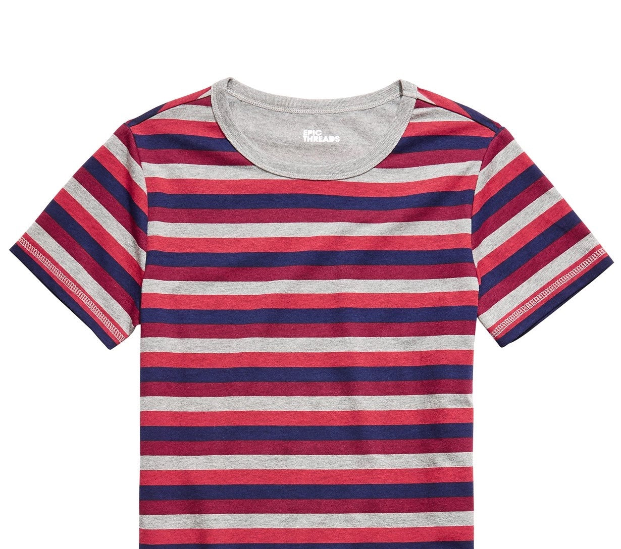 Epic Threads Big Boys Multi-Stripe T-Shirt Gray Size Large