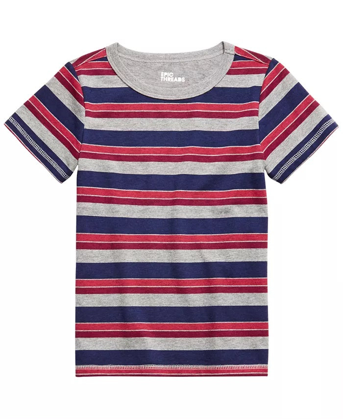 Epic Threads Little Boy's Multi-Stripe T-Shirt Gray Size 5