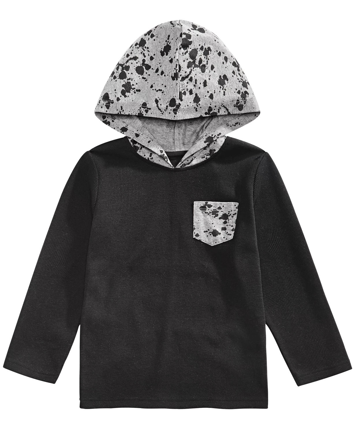 Epic Threads Toddler Boys Colorblocked Splatter-Print Thermal-Knit Hooded T-Shirt Black Size 3T