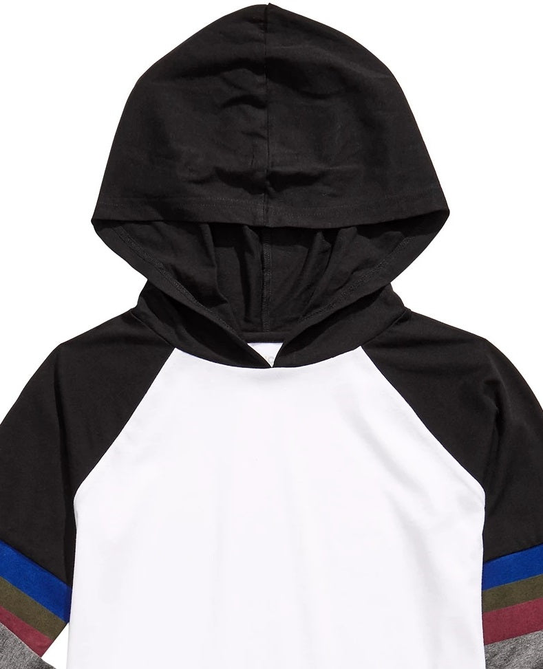 Epic Threads Big Boys Hooded Colorblocked T-Shirt White Size Small