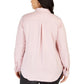 Style & Co Women's Button Down Solid Top Pink Size 0X