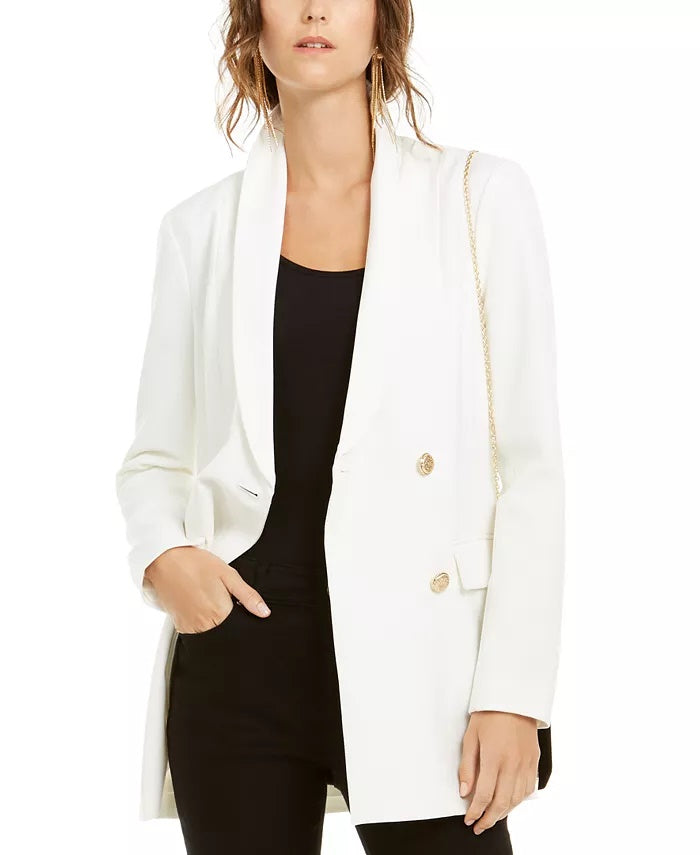INC International Concepts Women's Double Breasted Blazer White Size Large