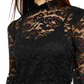 INC International Concepts Women's Petite Lace Mockneck Top Black Size Petite Large