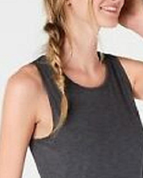 Ideology Women's Mesh-Hem Tank Top Dark Gray Size X-Small