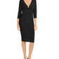 INC International Concepts Women's Ring Hardware Ruched Midi Dress Black Size Large