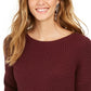 Style & Co Women's Ribbed Drop Shoulder Sweater Purple Size X-Large