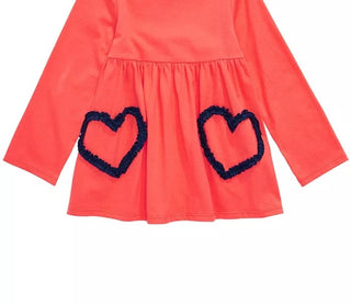 First Impressions Toddler Girls Cotton Long-Sleeve Heart Tunic Orange Size 3T