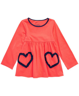 First Impressions Toddler Girls Cotton Long-Sleeve Heart Tunic Orange Size 4T