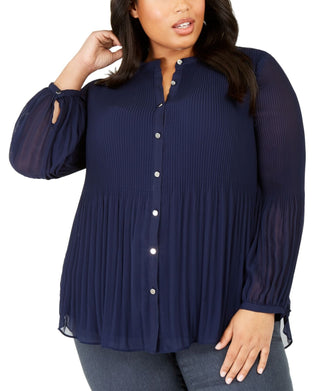 Alfani Women's Plus Size Pleated Completer Dark Blue Size 3X