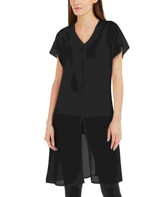 Alfani Women's Chiffon Overlay Maxi Top Black Size Small