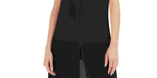 Alfani Women's Chiffon Overlay Maxi Top Black Size Small