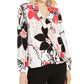 Alfani Women's Printed Piped SurPetite Largeice Top White Size Petite Large