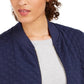 Charter Club Women's Textured Knit Bomber Jacket Blue Size X-Small